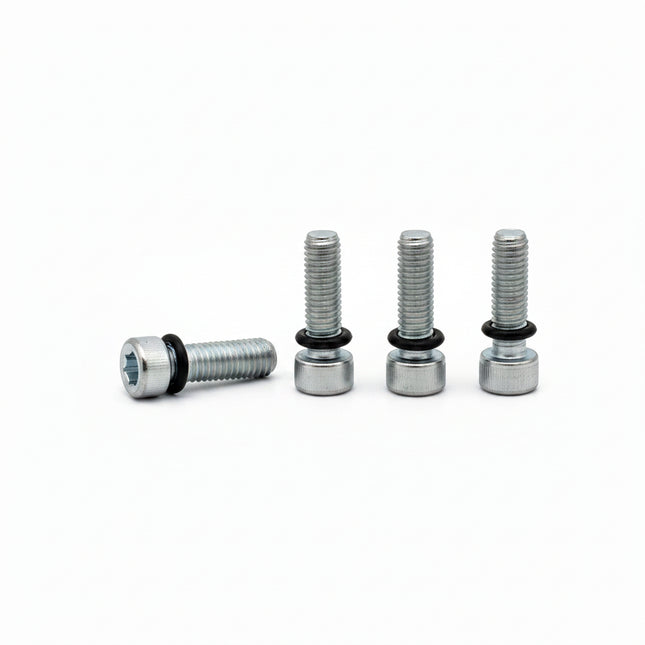 Two metal bolts on a white background