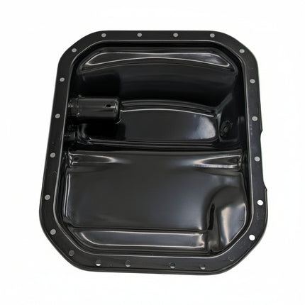 Black oil pan on a white background