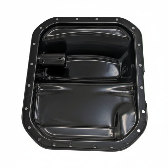 Black oil pan on a white background