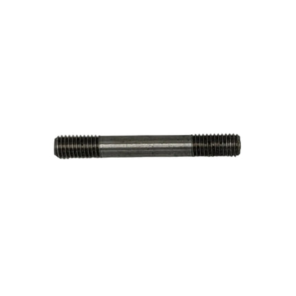 Threaded metal rod on a white background