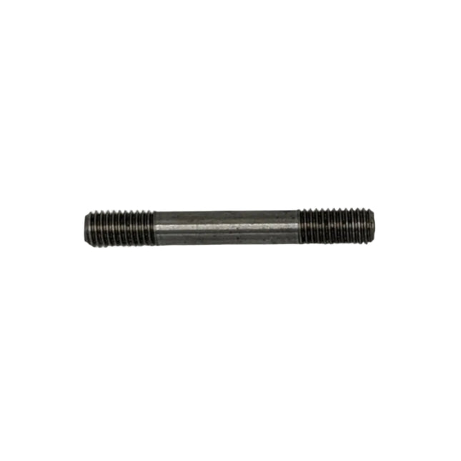 Threaded metal rod on a white background