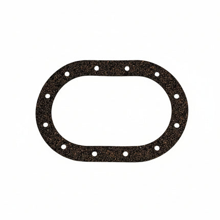 Oval-shaped gasket with multiple holes on a white background
