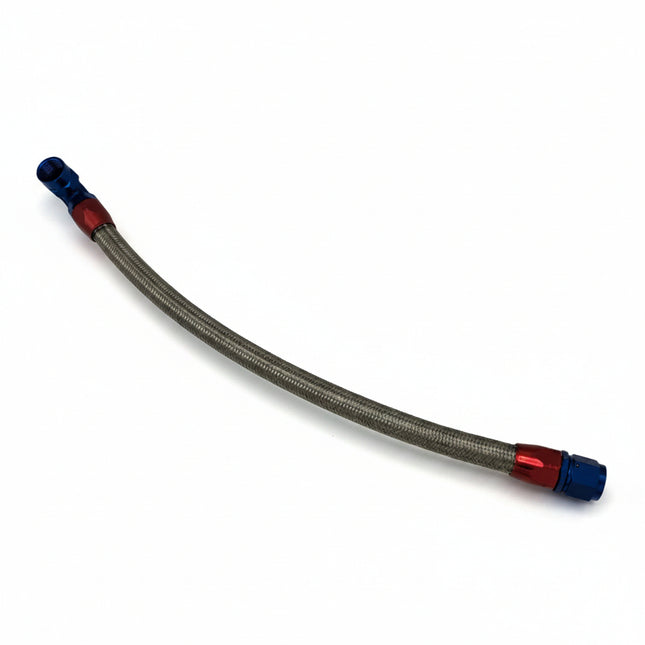Flexi hose with metal connectors on a white background
