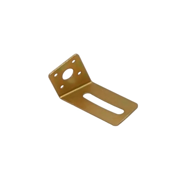 Gold metal bracket on a white background